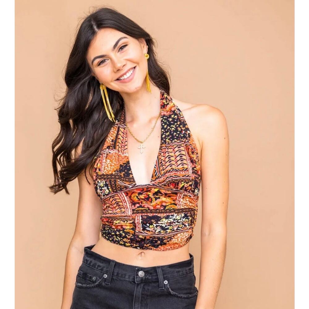 Free Peope FP intimates Boho Print Halter Top Women’s Size Large